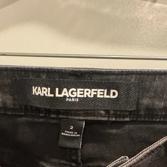 Karl Lagerfeld Button Fly Skinny Jeans NWT Sz 2 Charcoal - Picture 4 of 6